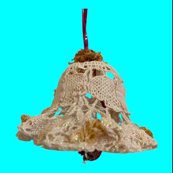 Vintage Handmade Starched Crochet Bell 2.5” Ornament From Kristi’s Gifts Texas - Picture 5 of 14